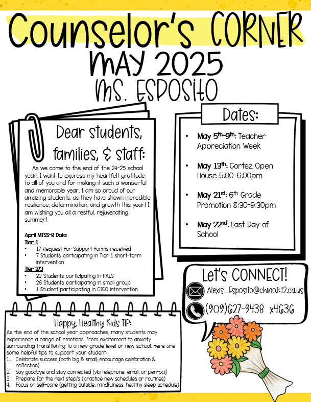 May 2025 Counselor's Corner Newsletter